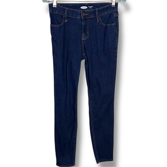 Size 2 Old Navy Super Skinny Ankle Mid Rise Stretch Jeans Dark Blue Denim - Picture 1 of 12